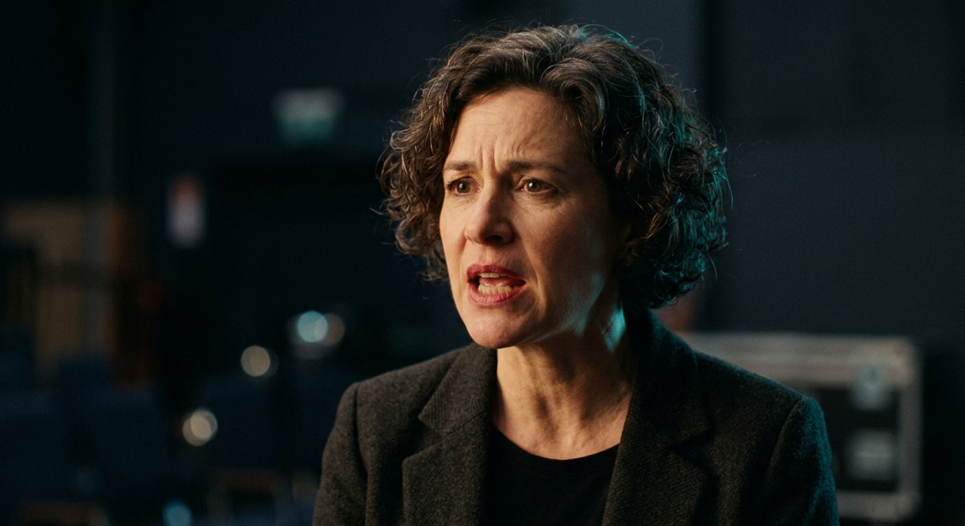 An AI actor mid-speech, expressive and emotional